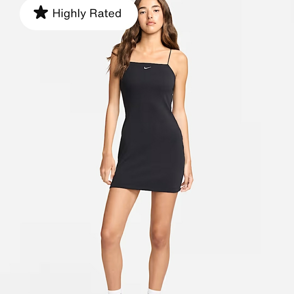 Nike Sportswear Chill Knit Womens Tight Mini-Rib Cami Dress-Size L